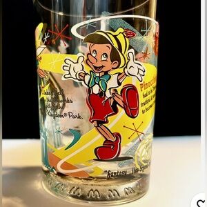 McDONALDS Disney World 25th Anniversary Pinocchio Glass - 100 Years of Magic
